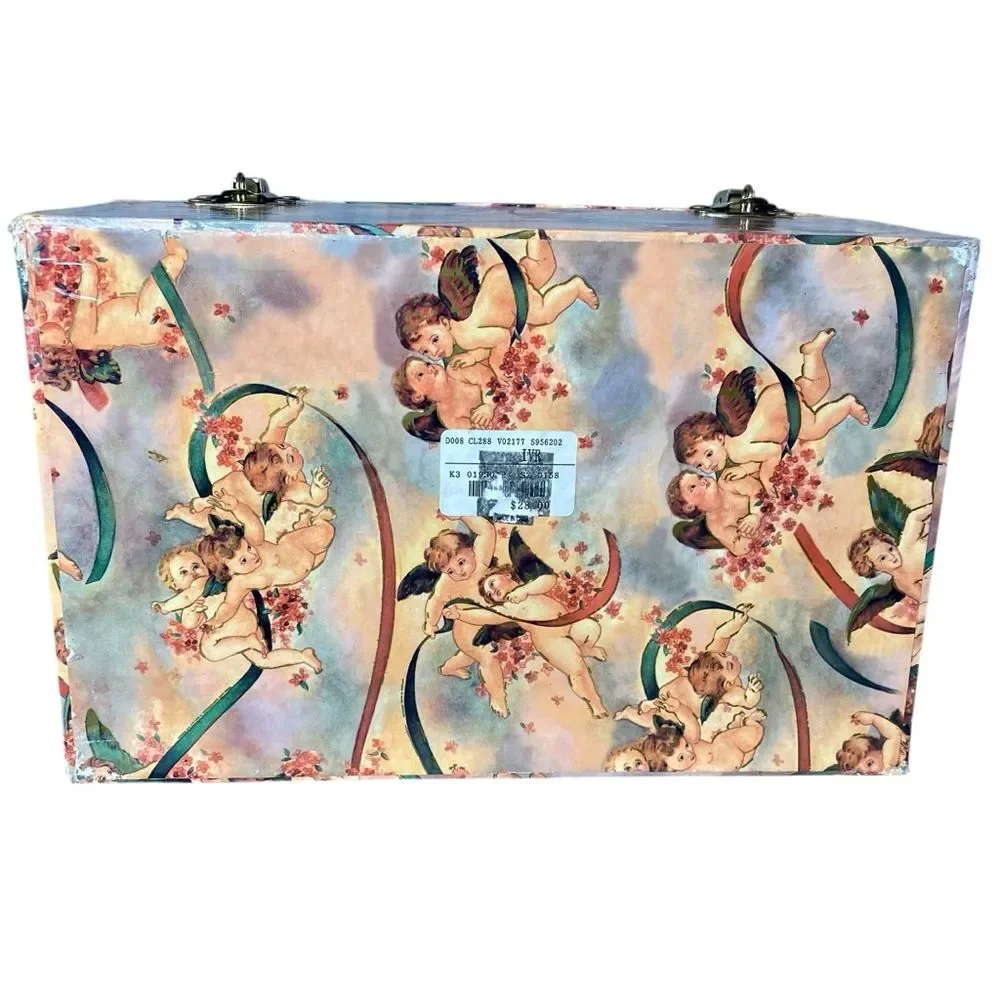 Vintage Angel Print Storage Box Treasure Chest Design Multipurpose Organizer